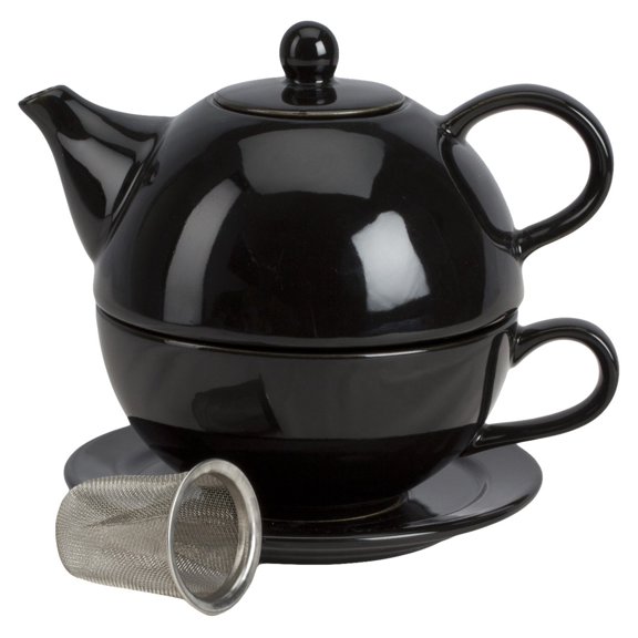 Omniware 5 Piece Tea For One Teapot Set with An Infuser, Black