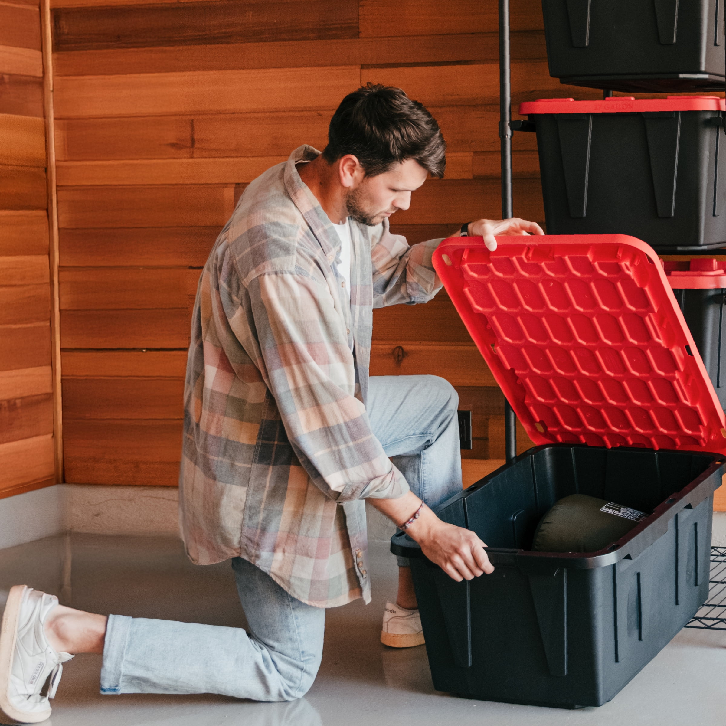 CleverMade Double Tote Tower 10-Tier Storage Rack for 27-Gallon Totes, Heavy-Duty Organizer for Garage, Pantry, or Laundry Room