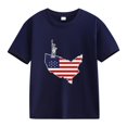 thumbnail image 4 of Piuwrlz Kid Round Neck T-Shirts Girls Short Sleeve Sweatshirt Printed Loose Blouses Shirt Top Navy Size 12 Years, 4 of 4