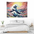 thumbnail image 3 of ONETECH  Japanese Wave Tapestry Kanagawa Great Wave Tapestry 40X 30inch Cherry Blossoms Wall Hanging Party Decorations Home Decor For Bedroom Living Room Dorm, 3 of 7