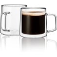 thumbnail image 7 of CNGLASS 10oz Glass Coffee Mugs,Double Wall Insulated Glass Mugs with Handle,Clear Cappuccino Mugs Set of 2, 7 of 7