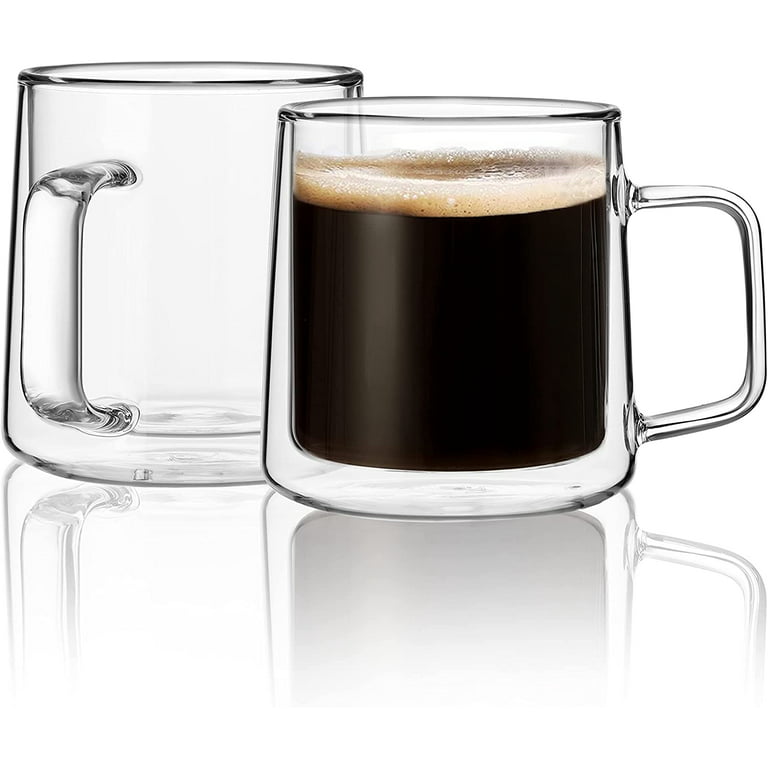 CNGLASS 10oz Glass Coffee Mugs,Double Wall Insulated Glass Mugs with  Handle,Clear Espresso Mugs for …See more CNGLASS 10oz Glass Coffee  Mugs,Double