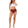 thumbnail image 2 of CURVY GLAM Women's Cotton High Waist (Available in Plus Size), Tummy Control Underwear S Burgundy, 2 of 4