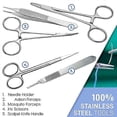 thumbnail image 4 of Kit de sutura, instrumentos de entrenamiento de acero inoxidable con hojas de bisturí para veterinarios, biología y diagnóstico., 4 of 5