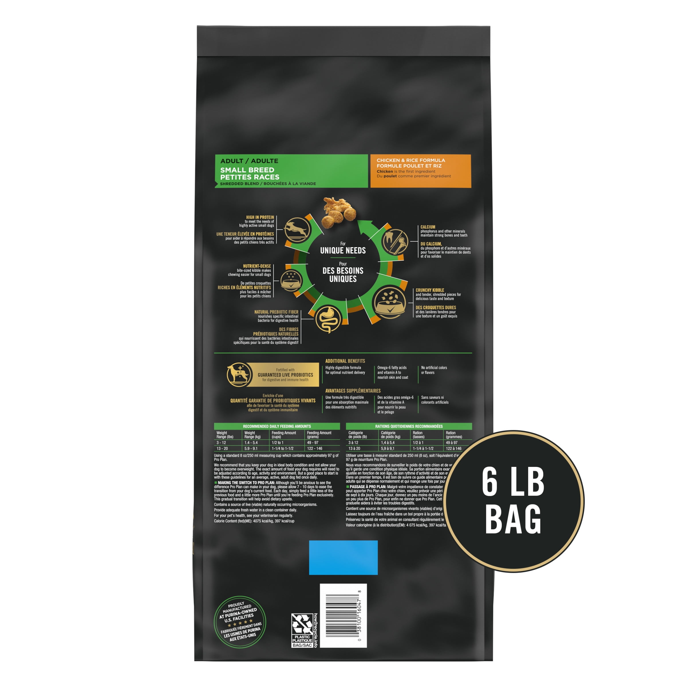 Purina Pro Plan Small Breed Dog Food With Probiotics For Dogs Shredded Blend Chicken Rice Formula 6 Lb Bag Walmart Com