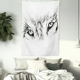thumbnail image 4 of Tattoo Tapestry, Winter Time Animal White Wolf with its Eyes Looking Straight and Fierce Art, Wall Hanging for Bedroom Living Room Dorm Decor, 60W X 80L Inches, White and Black, by Ambesonne, 4 of 5