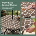 thumbnail image 5 of Round Outdoor Tablecloth with Umbrella Hole and Zipper, Brown Moroccon Tablecloth with Elastic Waterproof, Retro Country Minimalist Abstract Motifs Patio Table Covers for 36" - 44" Pool Tables, 5 of 9