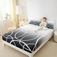 thumbnail image 4 of jejeloiu Geometric Lines Circle Queen Sheet Sets,White Black Bed Set For Men Women 4pcs, 4 of 7