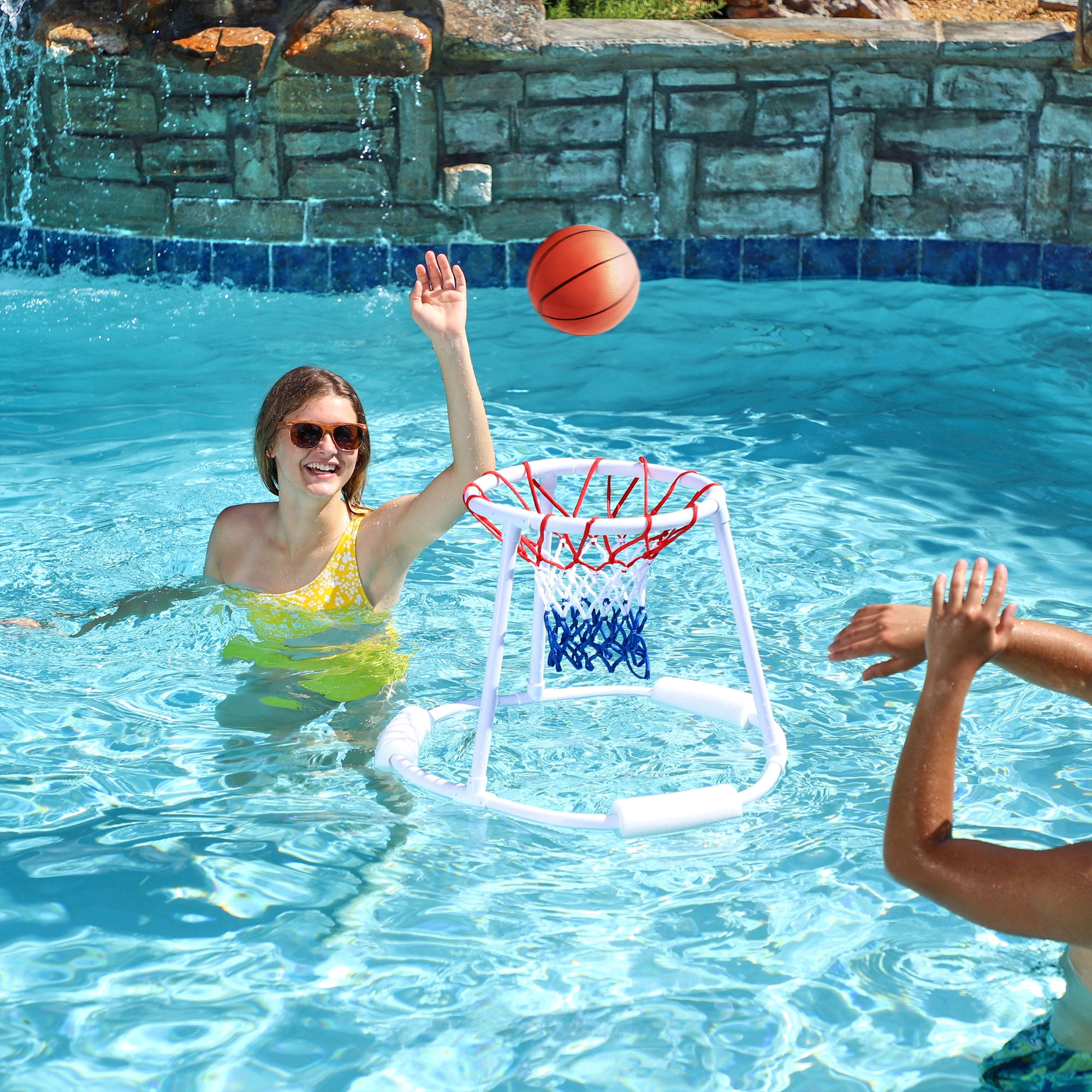 SWIMLINE Pool Basketball Hoop Floating Or Poolside Game With Real Feel Net & Float Foam For Kids & Adults Swimming Splash Hoops With Water Basketball Pools Toy Outdoor Summer Super Hoops 9162