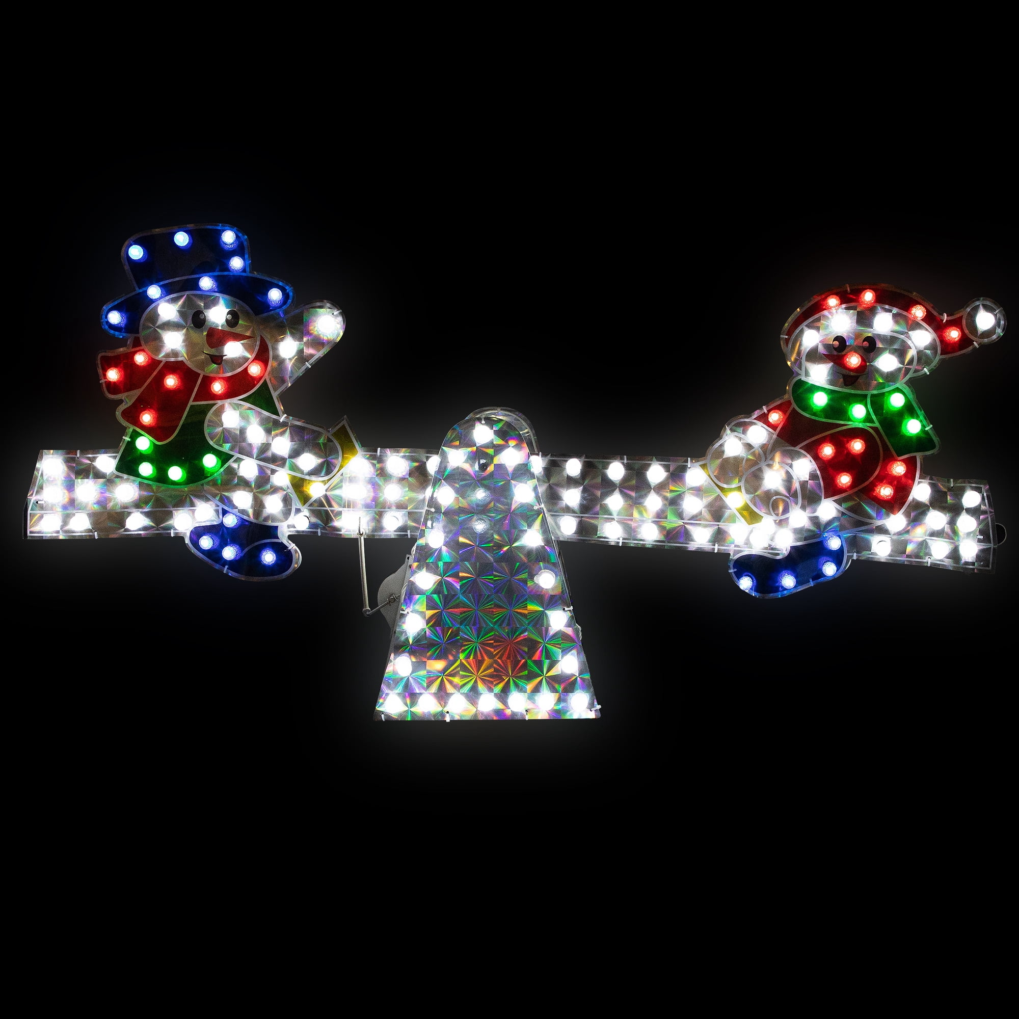 Northlight Lighted Holographic Snowmen on See Saw Outdoor Christmas Decoration - 46" - Multicolor