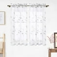 thumbnail image 1 of EastVita 2PCS Linen Textured Translucent Sheer Tiers Embroidered Leaves Pattern Small Window Panel Drapes for Kitchen/Cafe, 1 of 7