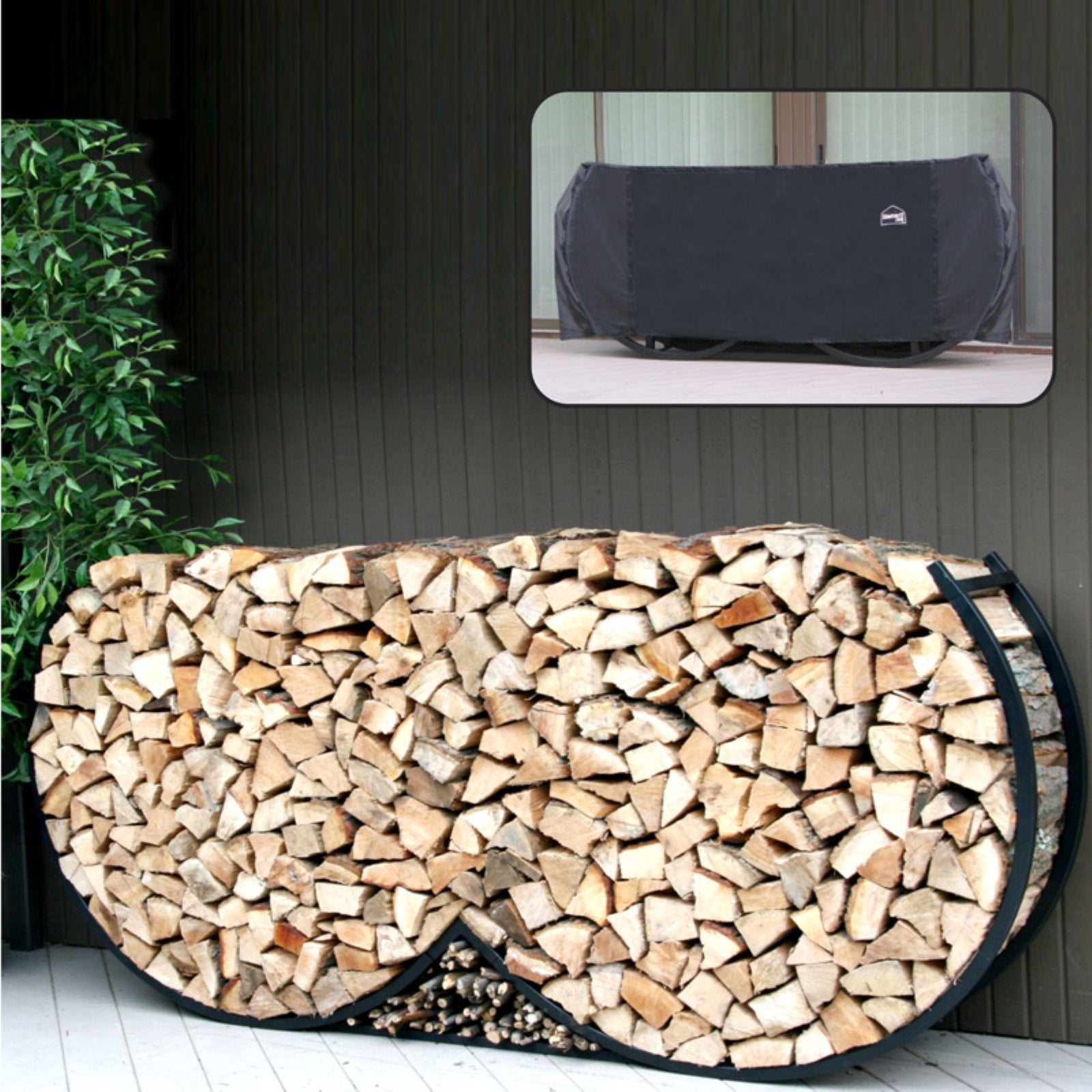 8 ft. Half Moon Log Rack with Free Cover by ShelterIt