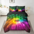 thumbnail image 2 of Erosebridal Futuristic Cubes Bedding Sets Twin Size,Geometric Plaid Comforter Sets with Sheets,Grid Checkerd Bed in a Bag Twin size,Super Cozy Gradient Bedroom Decoration,Reversible,7-Piece, 2 of 6