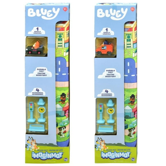 Bluey Deluxe One Car Megamat with a car and accessories
