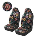 thumbnail image 3 of Uorisanigo Car Seat Covers, High Back Stretchy Front Seat Protectors Cover, 2pcs Colorful Flowers Bucket Seats Covers for Cars, Trucks, Van, SUV, Easy to Install, 3 of 7