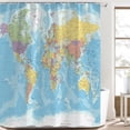 thumbnail image 4 of Cortina de ducha TOMOZ World Map Geography 175 x 180 cm con ganchos, 4 of 6