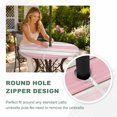 thumbnail image 4 of Round Outdoor Tablecloth with Umbrella Hole and Zipper, Wood Grain Pink Tablecloth with Elastic Waterproof, Modern Geometric Watercolor Striped Patio Table Covers for 45" - 54" Picnic Pool Tables, 4 of 9