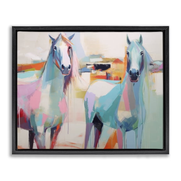 Stupell Industries Modern Pastel Stallions Duo Black Floating Frame Canvas Art, 21 x 17, by Irena Orlov