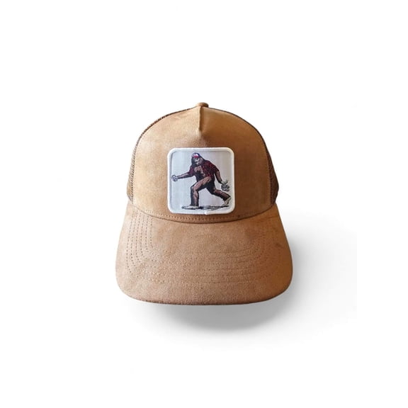 Bigfoot Suede Mesh Trucker Hat - Adjustable Snapback Cap for Outdoor Enthusiasts