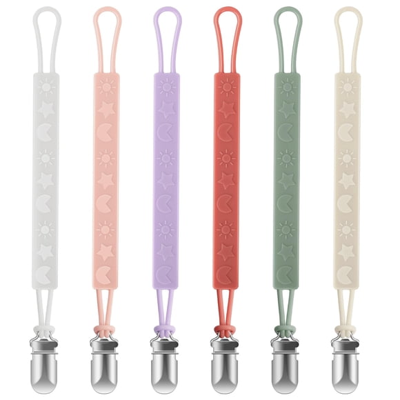 Clip para chupete Tender Babe de silicona, 6 unidades, suave y flexible