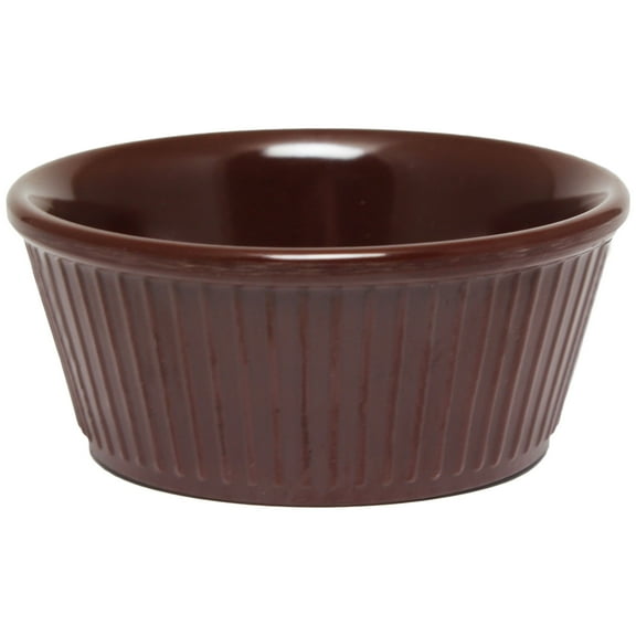 Excellante Fluted Melamine Ramekin Collection 3-1/2 oz., 3-3/8" Fluted Ramekin, Chocolate, Comes in Dozen