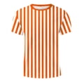 thumbnail image 4 of Rggeeun Mens Tee Shirts Colorful Vertical Stripes Short Sleeve Crew Neck Slim Fit Lightweight for Summer Office Wear Cool Tees,Orange,L, 4 of 4