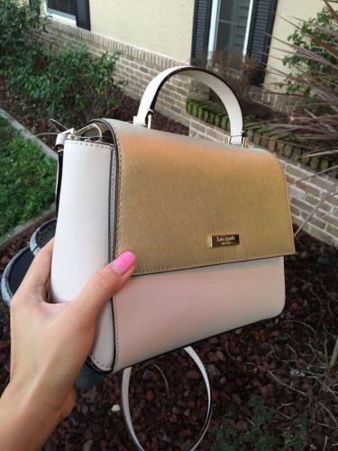 NWT Kate Spade Paterson Court Brynlee Pebble Beige Gold Satchel Crossbody Bag