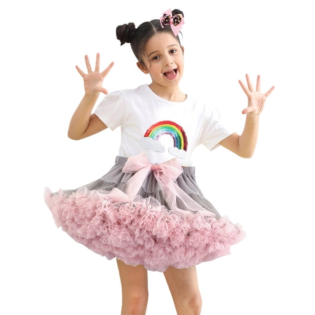 SXcggal One Robe Tutu Mode Enfant Couleur Unie Nœud Robe Tutu Fille Belle Mode Mignonne Robe Enfant