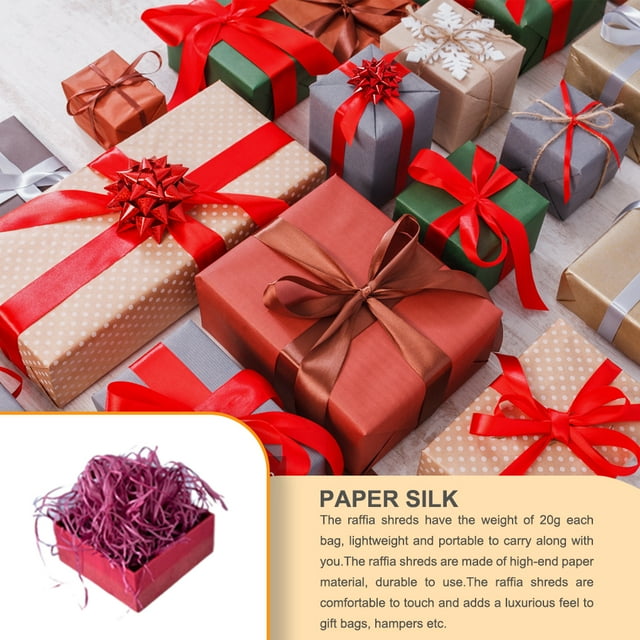 Papier Froissé Raphia Déchiquetés Boîtes Colorées Remplissage Matériel Emballage DIY Confettis Accessoires de Fête de Mariage Rouge Vin