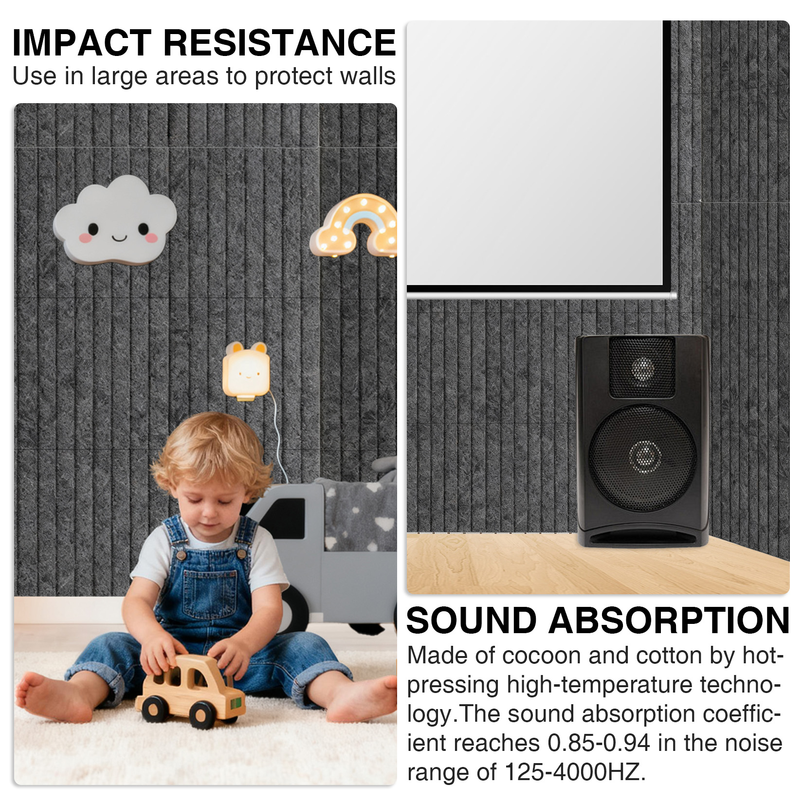 15 Pack Felt Bulletin Board Tiles 12 x 12 Inch Self Adhesive Pin Board Wall Panels with Push Pins Cork Board Alternative for Office Classroom Home Wall Decor, Gray