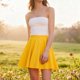 thumbnail image 4 of Faldas de Verano Cortas de Mujer Falda de Color Sólido de Línea A, Falda Media Casual para el Uso Diario de Primavera, 4 of 6