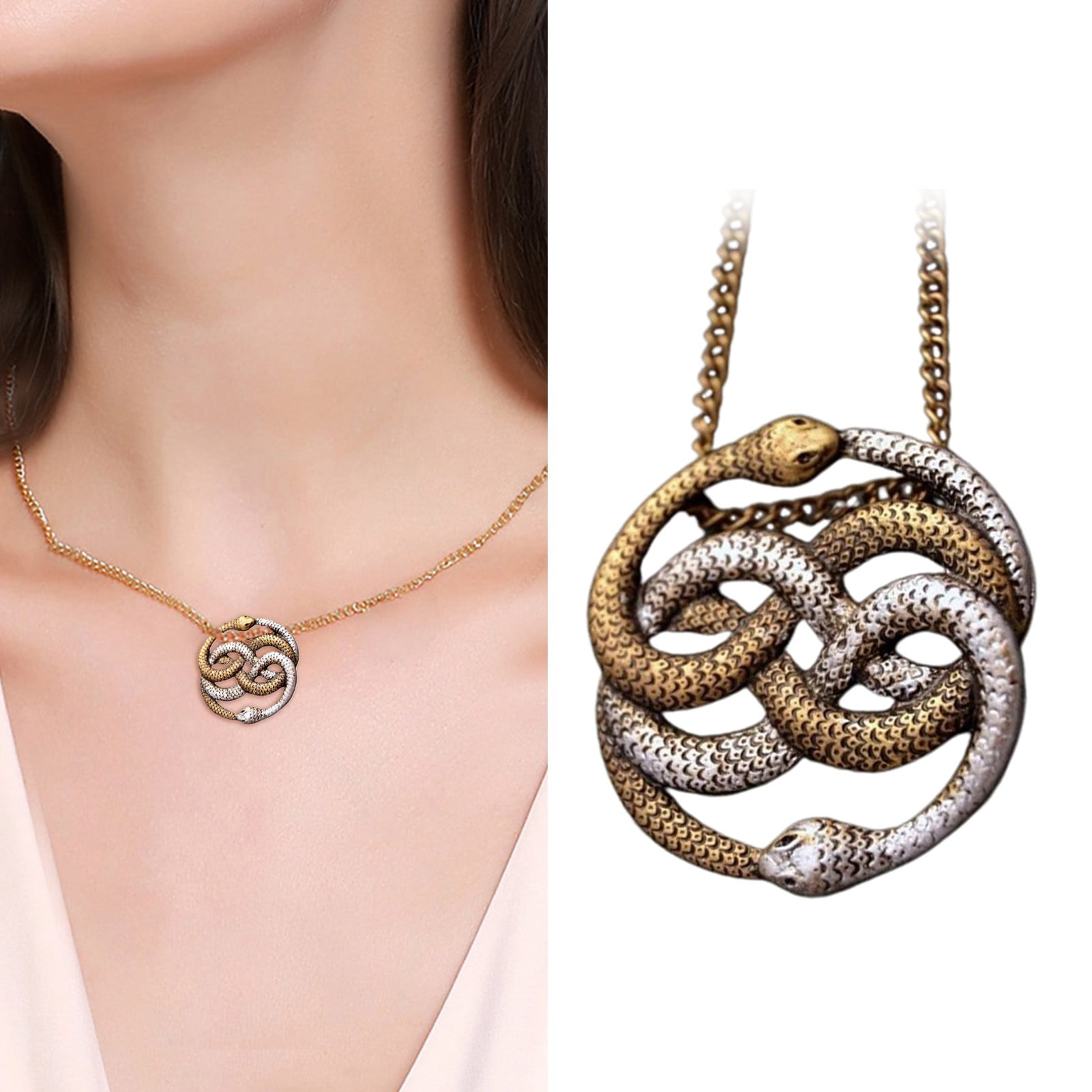 Auryn Atreryu's Amulet Double Snake Photo Glass Cameo Pendant Necklace the Neverending  Story Inspired - Etsy
