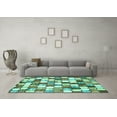 thumbnail image 3 of Ahgly Company Machine Washable Indoor Square Abstract Turquoise Blue Modern Area Rugs, 4' Square, 3 of 4