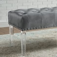 thumbnail image 2 of Newboti Furniture Valley Button Tufted Velvet Upholstered Bench with Acrylic Leg, Gray BN.1752, 2 of 5