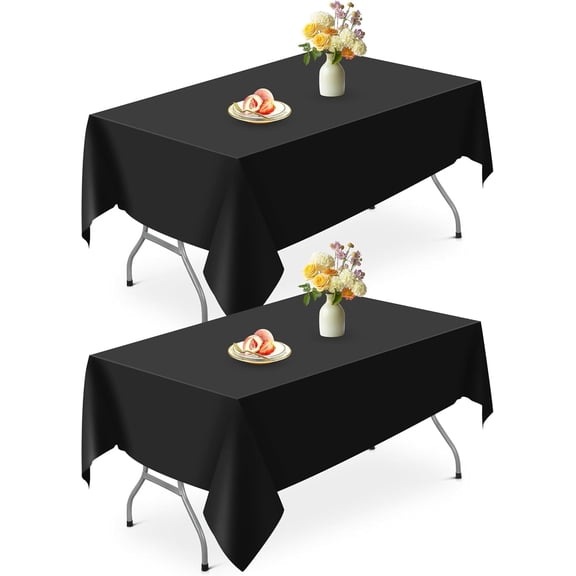 2 Pack Black Table Cloth,Rectangle Tablecloth,58 x 102 in Tablecloths for 6 Foot Rectangle Tables,Wrinkle Resistant Washable Polyester Tablecloth,Table Covers for Wedding,Party,Dining