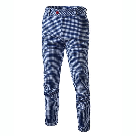 Xdegoge Plaid Dress Pants for Men Stretch Slim Fit Checkered Chino Trousers Casual Flat Front Skinny Suit Pants with Pockets for Golf Business Wedding Bottoms