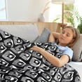 thumbnail image 4 of Catalonia Fleece Throw Blanket for Couch, Lightweight All Seasons Soft Cozy Moroccan Blanket for Home Living Room Decorative, 50'' x 60'', Black, 4 of 7