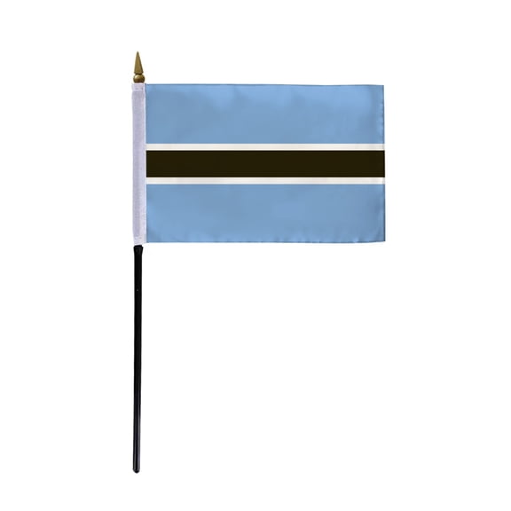 AGAS Small Botswana National Flag 4x6 inch mounted onto 11 inch Plastic Pole Polyester Fabric Stitched Edges Botswana Hand Held Mini Small Stick Flags