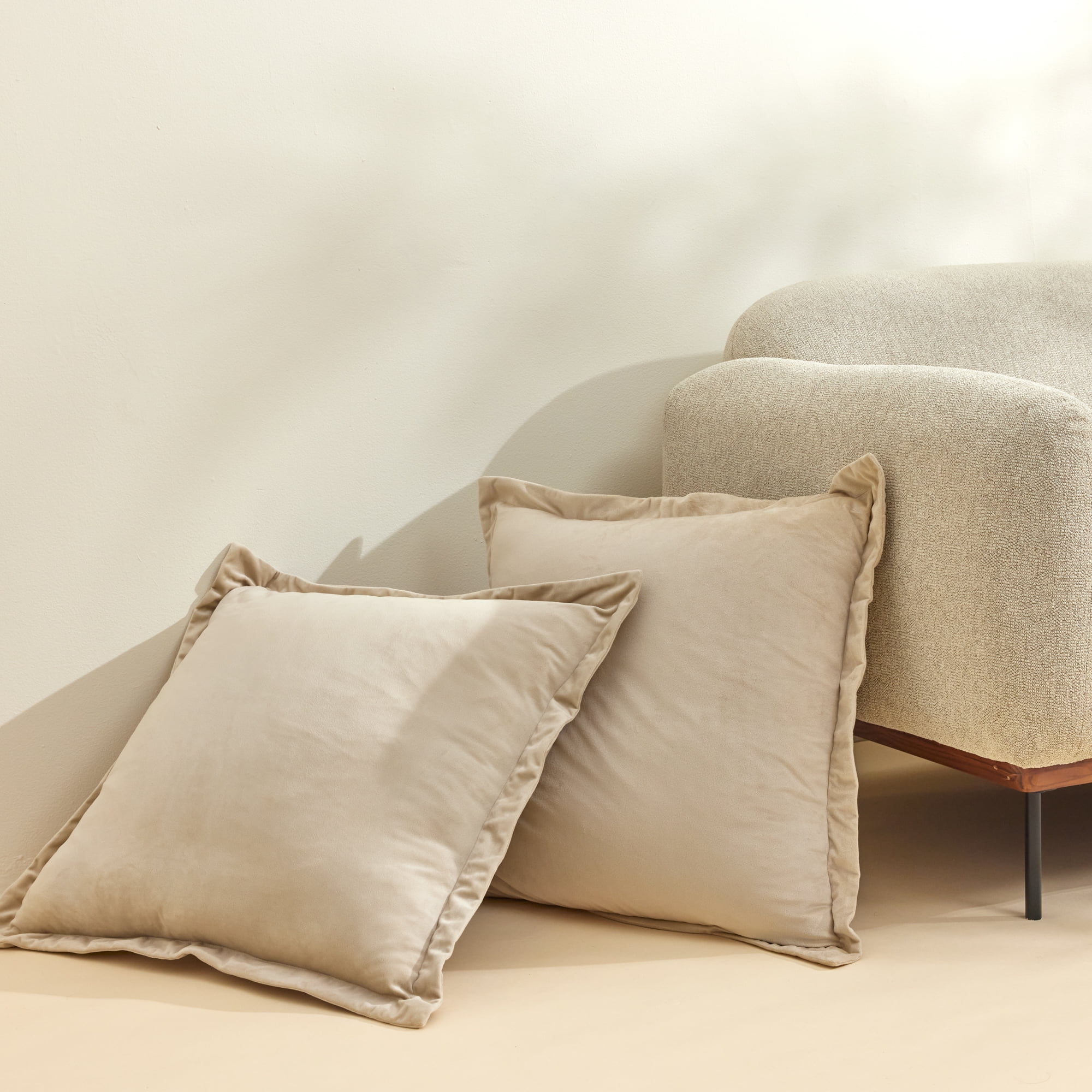Lush Decor Velvet Dreams Euro Sham Covers 2 Piece Set 25.5" W x 25.5" L + 1.5" Neutral - Velvet Pillow Cover - Euro Pillow Covers - Glam Decorative Pillows for Bed