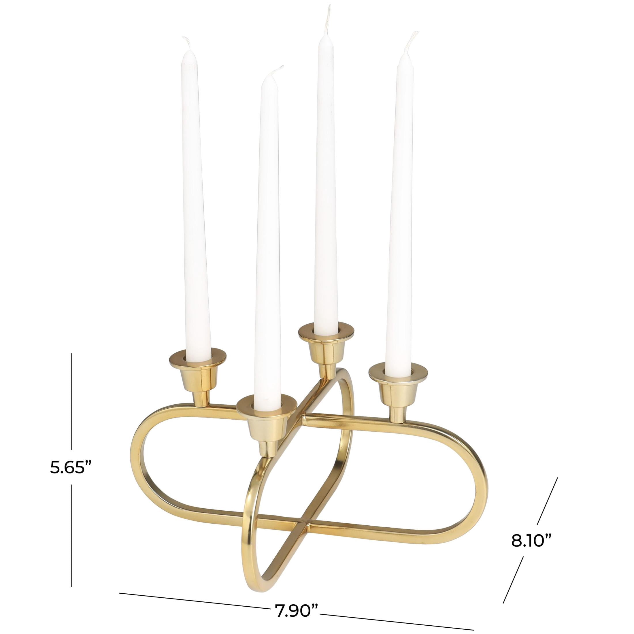 CosmoLiving by Cosmopolitan 4 Holder Gold Stainless Steel Metal Geometric Overlapping Oval Candelabra