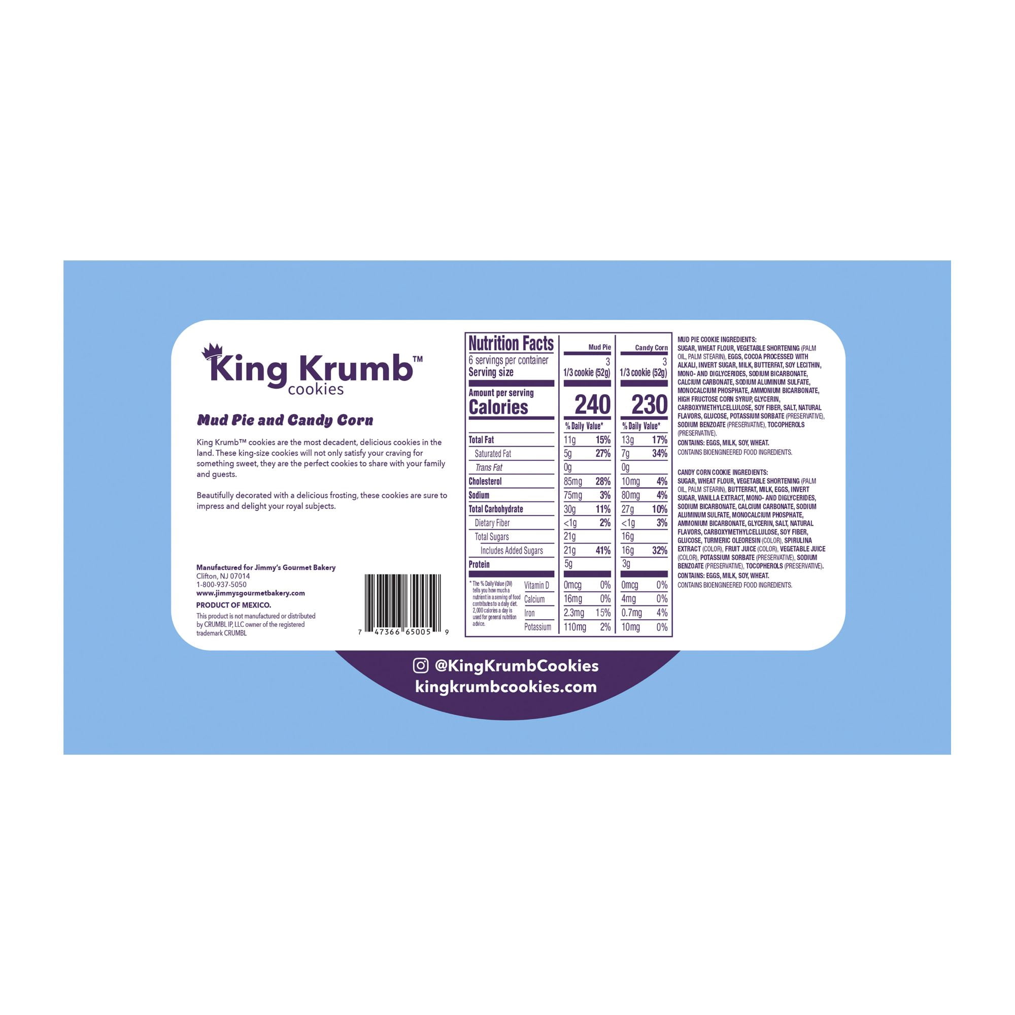 King Krumb Limited Edition Frosted Mud Pie and Candy Corn Soft Baked Bakery Cookies, Ready to Eat Gourmet Cookies with Frosting, 11 oz, 2 Count