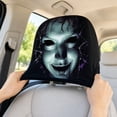 thumbnail image 3 of 2PCs Ghost Face Headrest Covers, Halloween Car Accessories, Scary Face Printing Auto Seat Universal Elastic Models Headrest Protector (A), 3 of 6