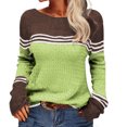 thumbnail image 2 of XIYON Sweaters for Women Striped Color Block Knit Sweater Elegant Fall Winter Long Sleeve Crewneck Top for Office Wear, 2 of 9