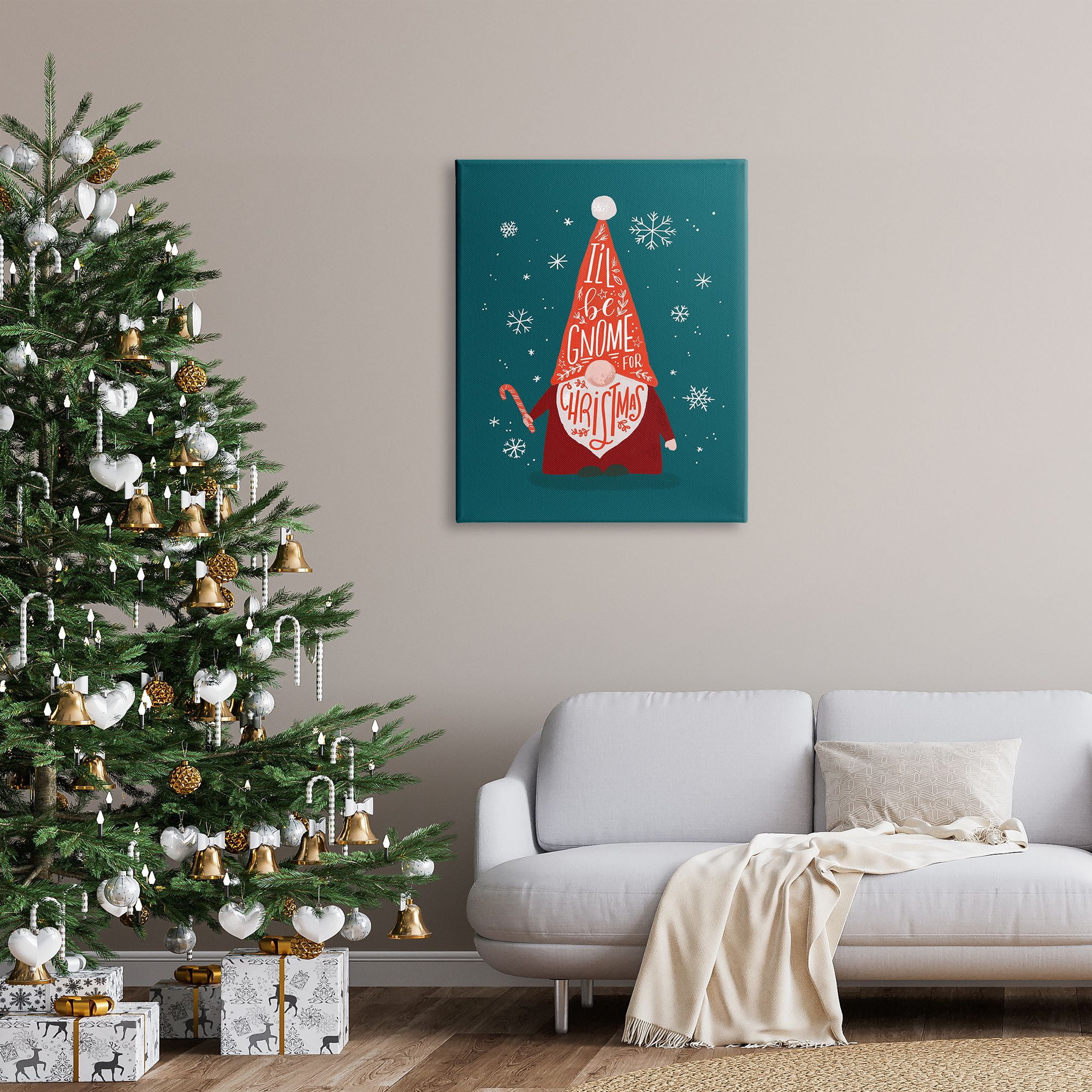 Stupell Indtries Gnome For Christmas Holiday Pun Funny Garden Elf,30 x 40,Design by Loni Harris