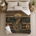 thumbnail image 4 of Printed Flannel Throw Blanket with Leaping Trout Surrounded By Rustic Fishing Equipment, 4 of 7