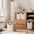 thumbnail image 2 of Set of 3 Cotton Rope Basket 13 X 13 X 13 Inches, Woven Storage Baskets for Shelves, Organizing with Handles, Cube Storage Bins for Storage Books, Magazines, Beige, 2 of 2