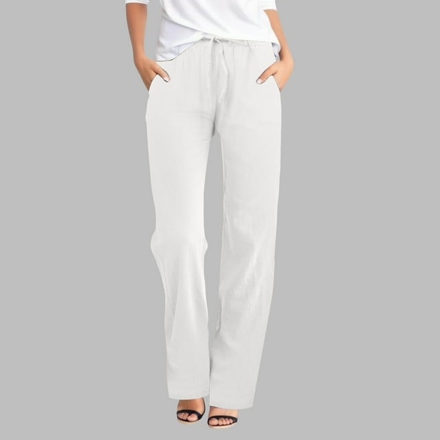 WILLBEST Pantalones Casuales de Verano para Mujer, de Color Liso, Holgados, Estilo Harlan, Ligeros, de Pierna Ancha y Diseño Recortado para Mayor Comodidad y Estilo. Chica