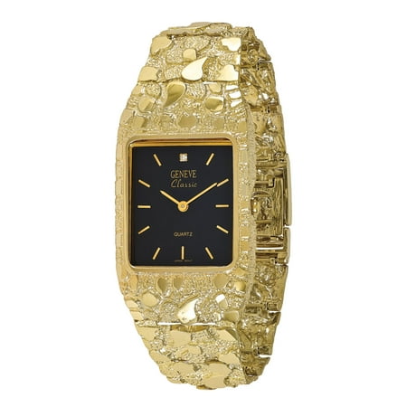 - 10k Black 27x47mm Dial Square Face Nugget Watch