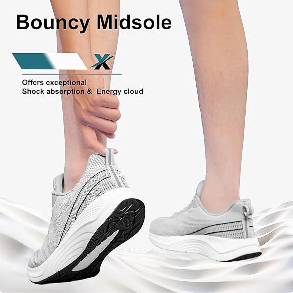 vibdiv Men's Comfortable Walking Shoes Lightweight Breathable Non-Slip Fashion Running Sneakers Light Grey Size 8