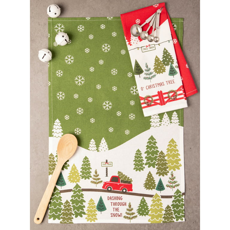  Lavien Home Christmas Kitchen Towels Embroidered, Cotton  Dishcloths Decoration for Xmas with Plaid (Set of 4), Waffle Weave Cute  Tree, Santa, Bell, Deer, 16 x 23 inches : Home & Kitchen